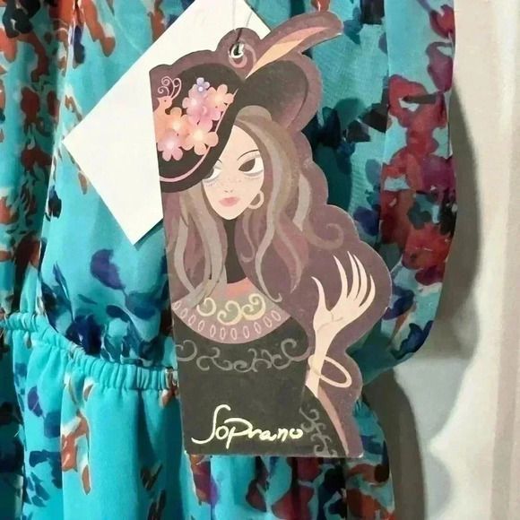 NWT SOPRANO FLORAL SUMMER MINU DRESS SIZE LARGE - Picture 3 of 5